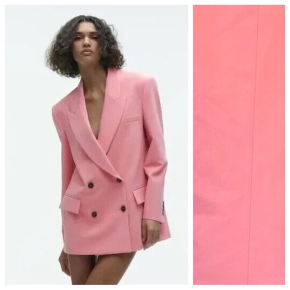 Zara Jackets & Blazers - NWT. Zara Bubblegum Pink Full Cut Oversized Double Breasted Blazer. Size M.